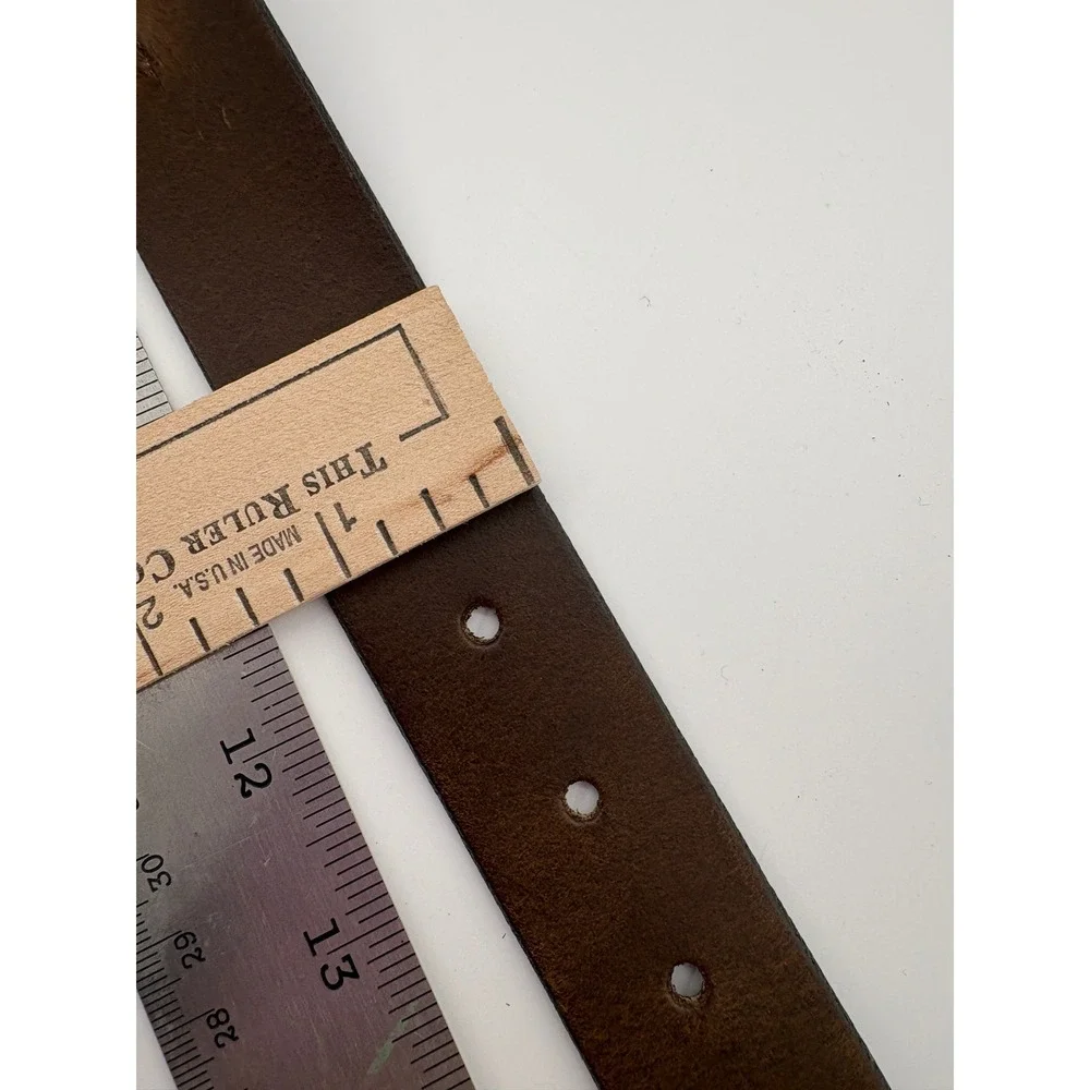 GAP Vintage Dark Brown Leather Belt L 36 38 Silver Horseshoe Buckle Unisex USA